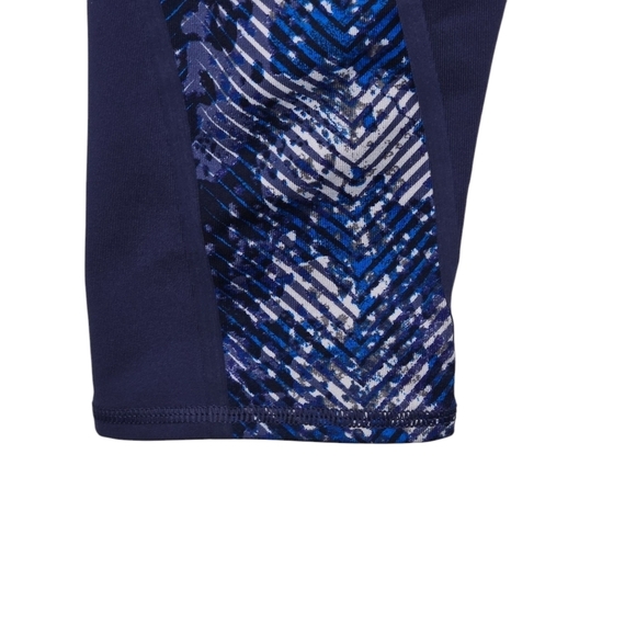 Athleta Revolve Stride Mid Rise Capri Indigo Floral Panel Leggings Size Medium - Picture 5 of 10